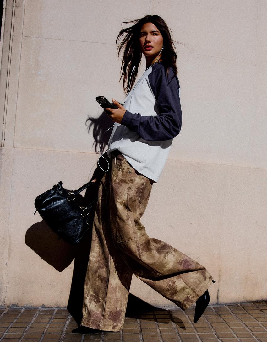 Printed barrel trousers-Multicolored