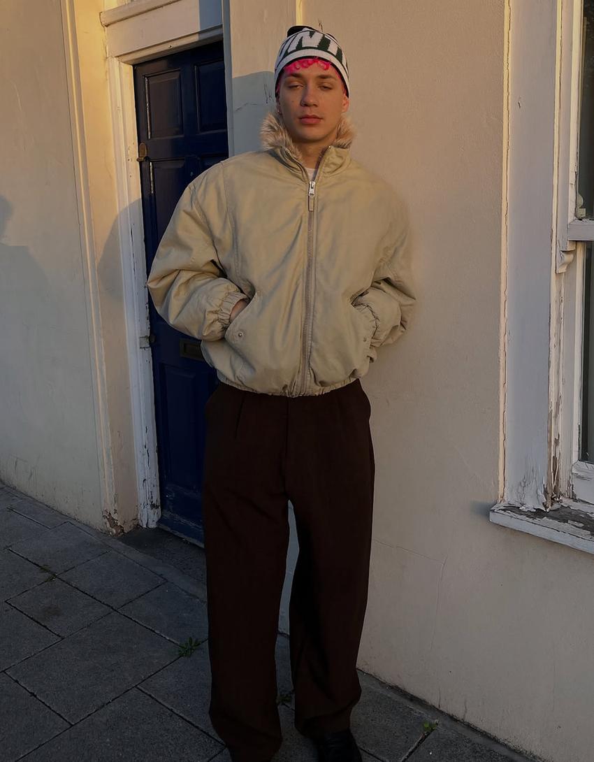 Jacke mit Kunstfellkragen-Rohweiß