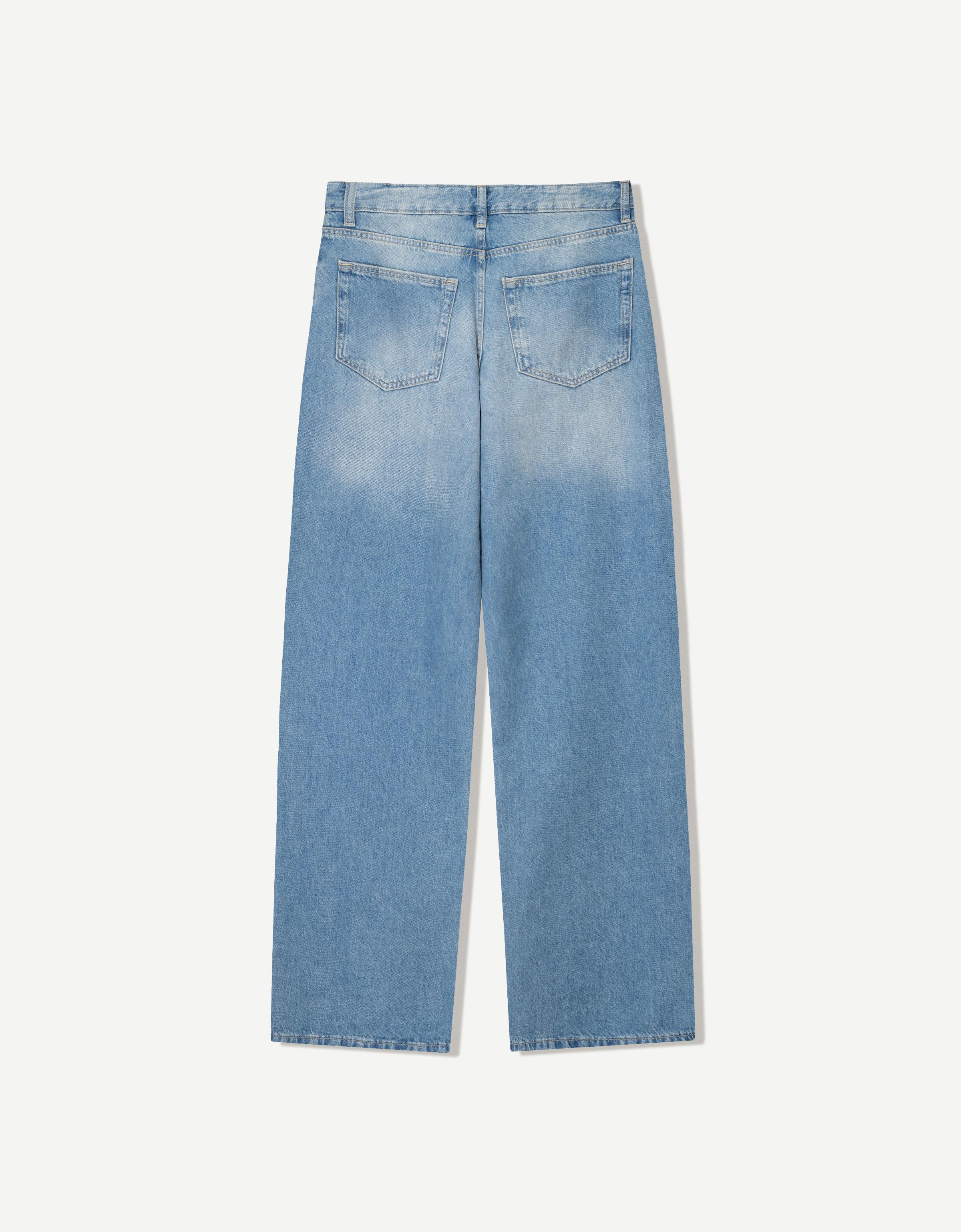 Low-rise wide-leg jeans - New - Women | Bershka