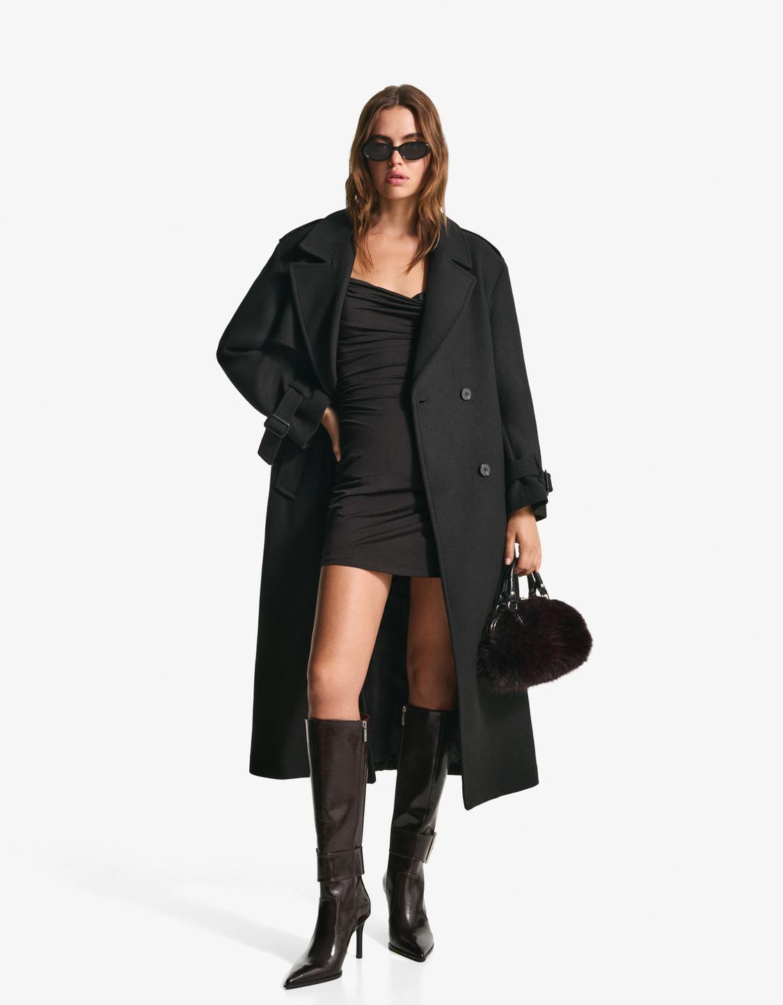 Draped dress with chain straps