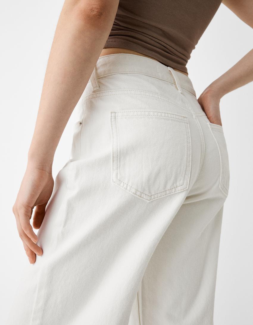 Wide-leg cropped jeans-White-5