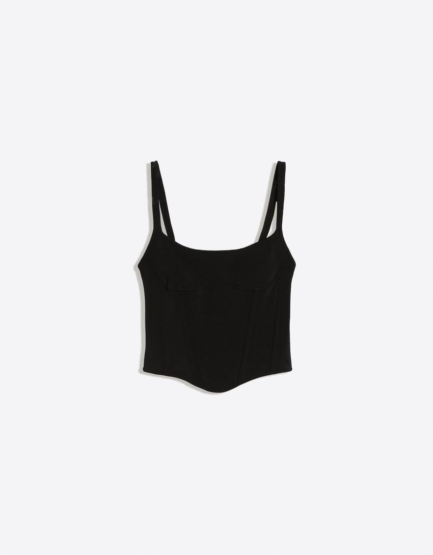 Top bretelles corset-Noir