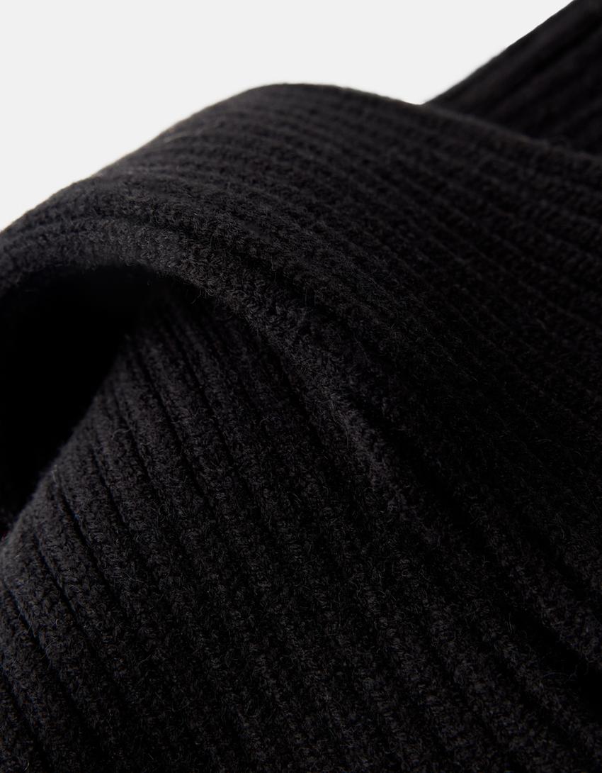 Lange fingerlose Handschuhe-Schwarz-2