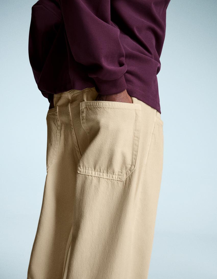 Straight jogger jeans-Beige