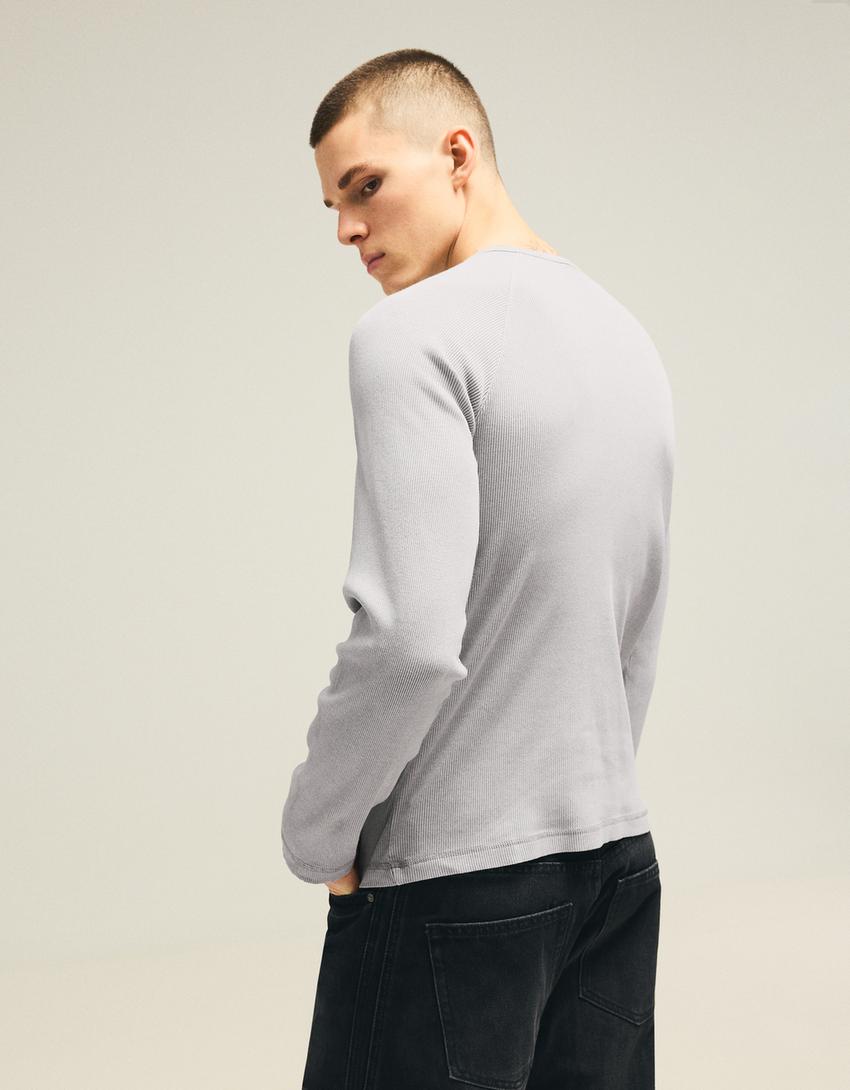 Camiseta manga larga slim-Gris
