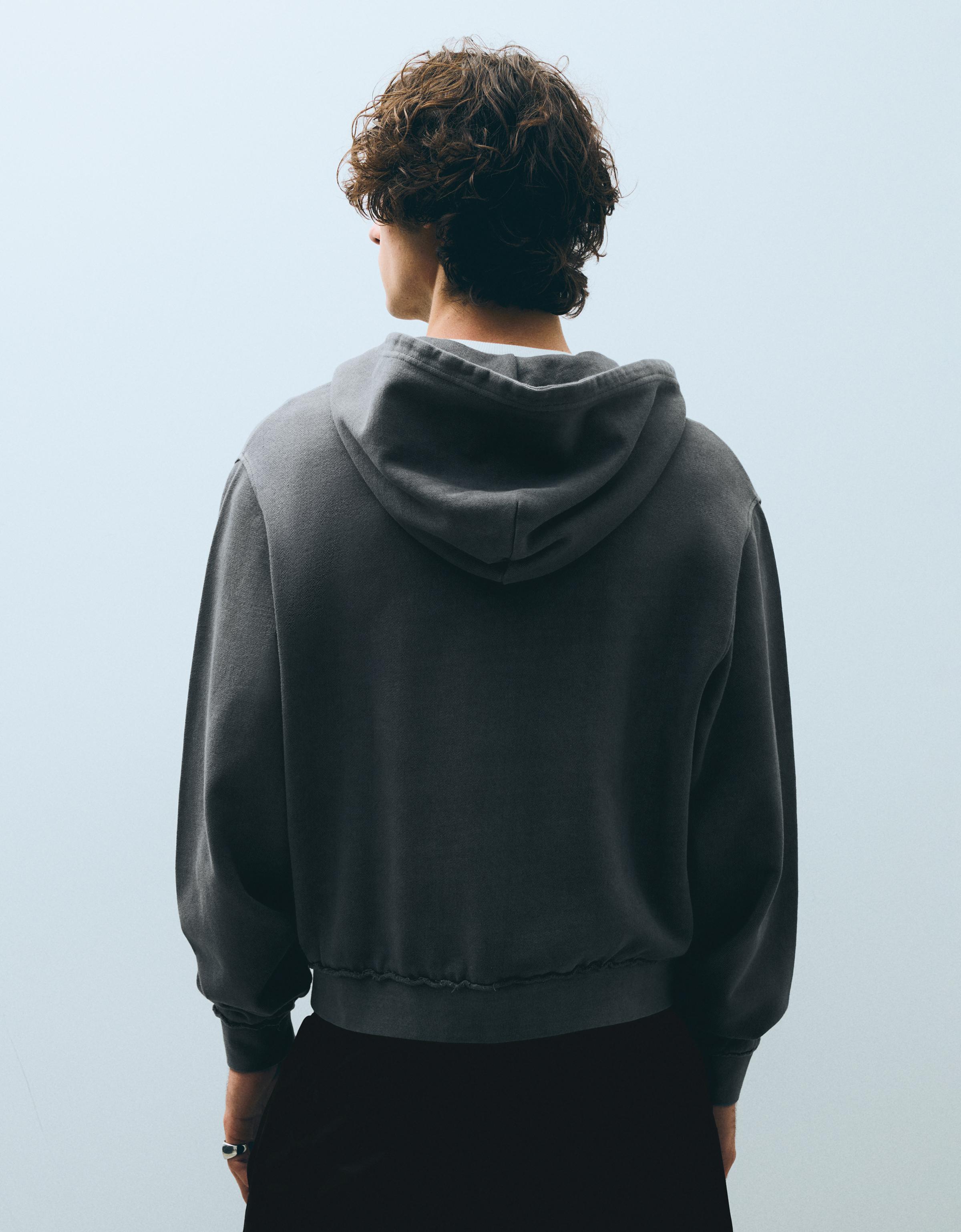 Studded zip-up hooded sweatshirt — Grey
