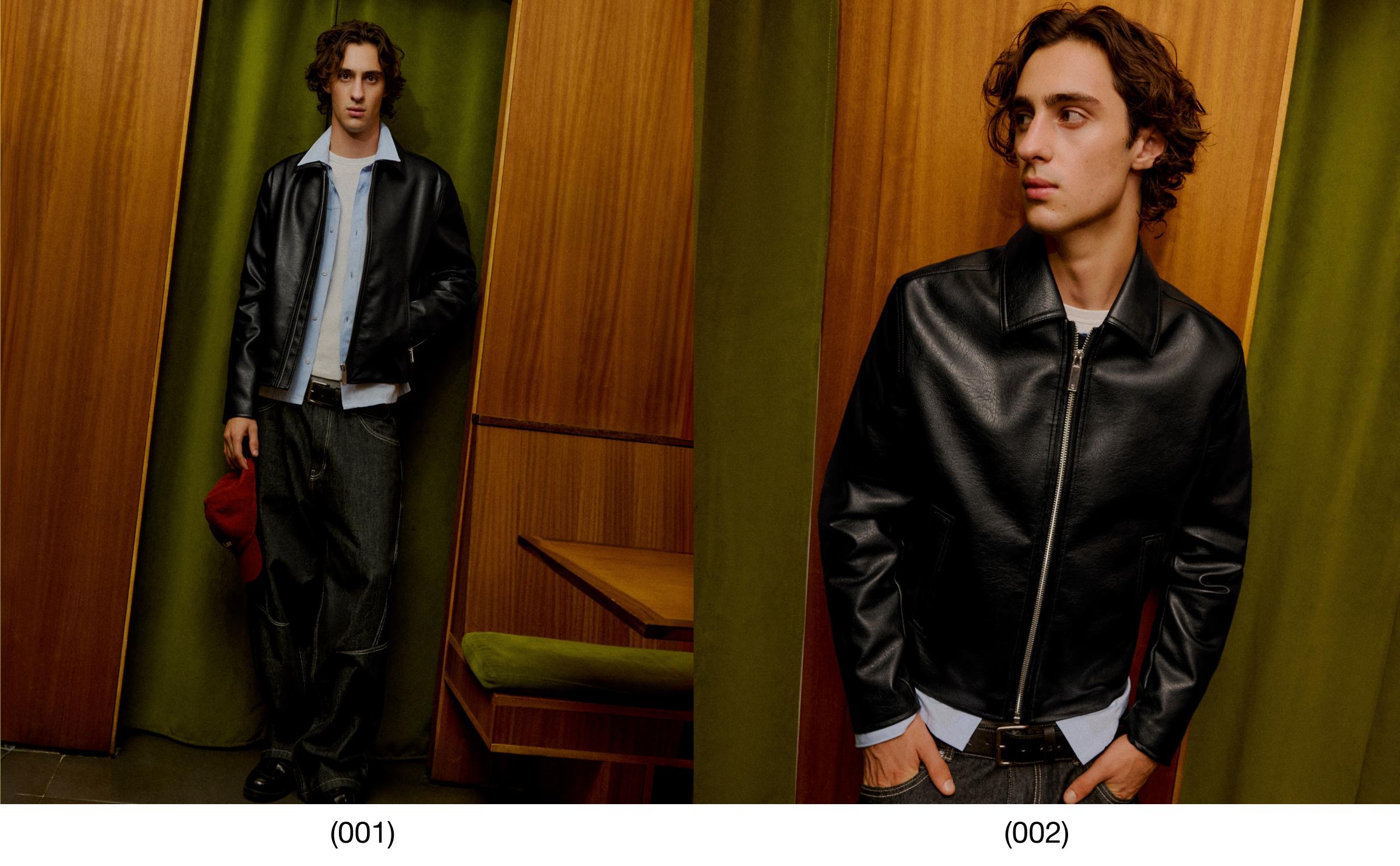 Boxy leather effect jacket — Black