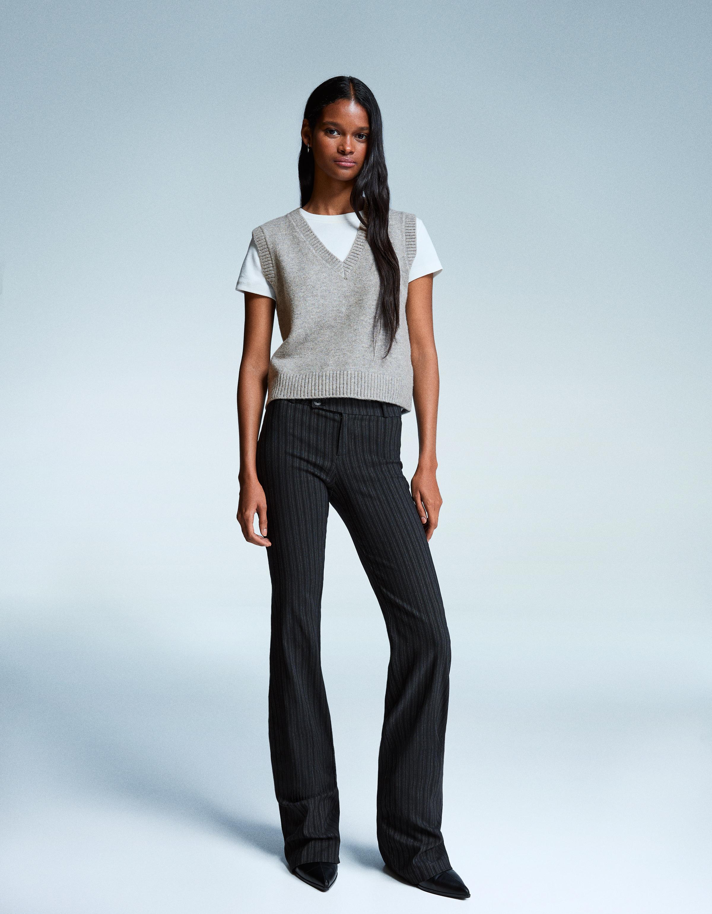 Bershka Soft-Touch-Weste Mit V-Ausschnitt Damen S Grau