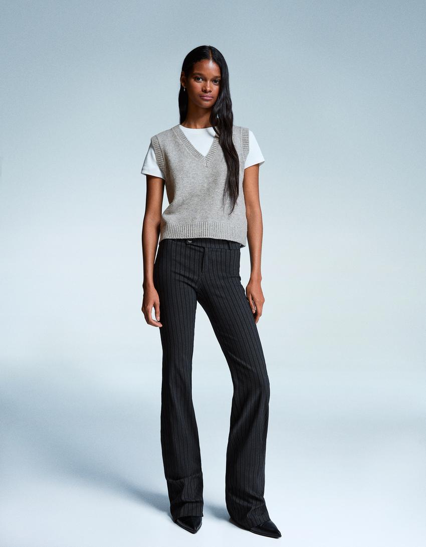Soft touch vest met V-hals-Grijs
