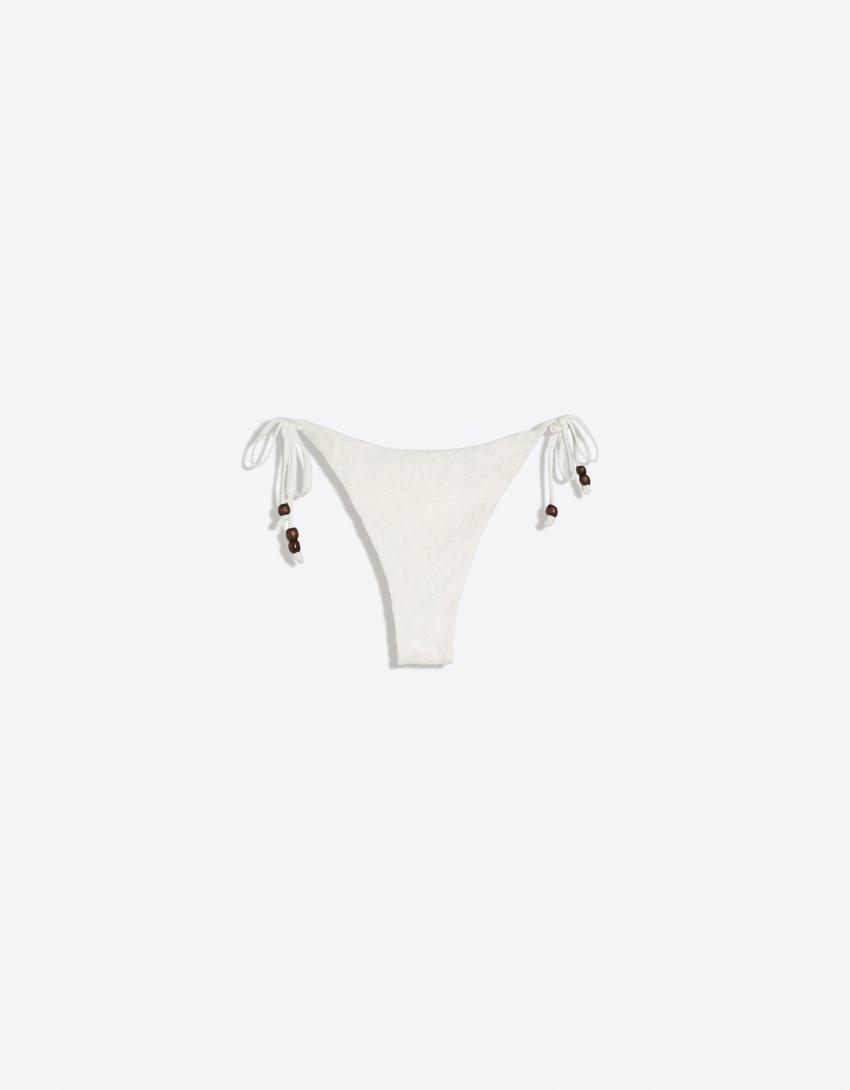 Bas de bikini en dentelle-Écru