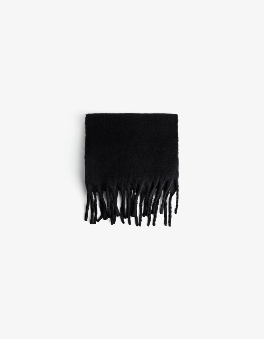 Solid-coloured scarf-Black-0