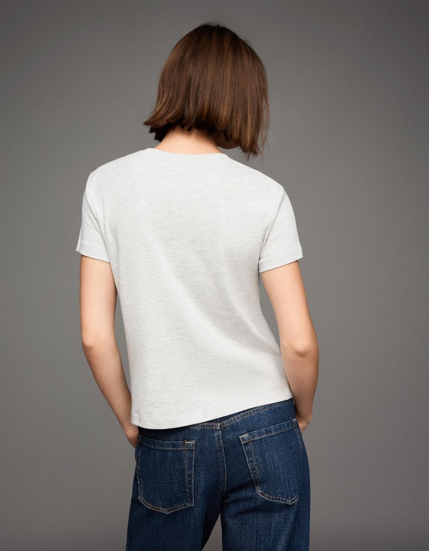 Heavy cotton short sleeve T-shirt-Grey