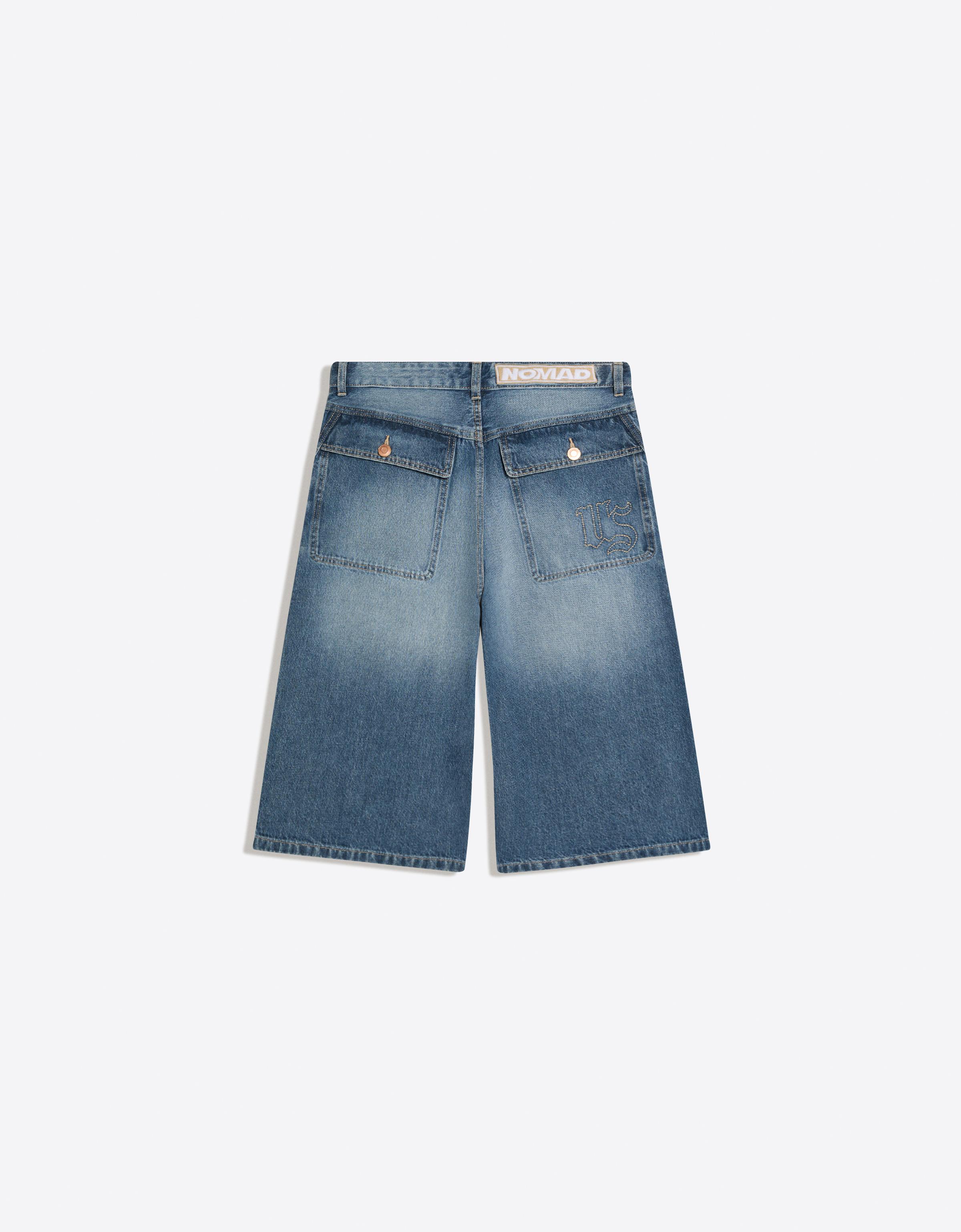 Super baggy denim Bermuda shorts — Light blue