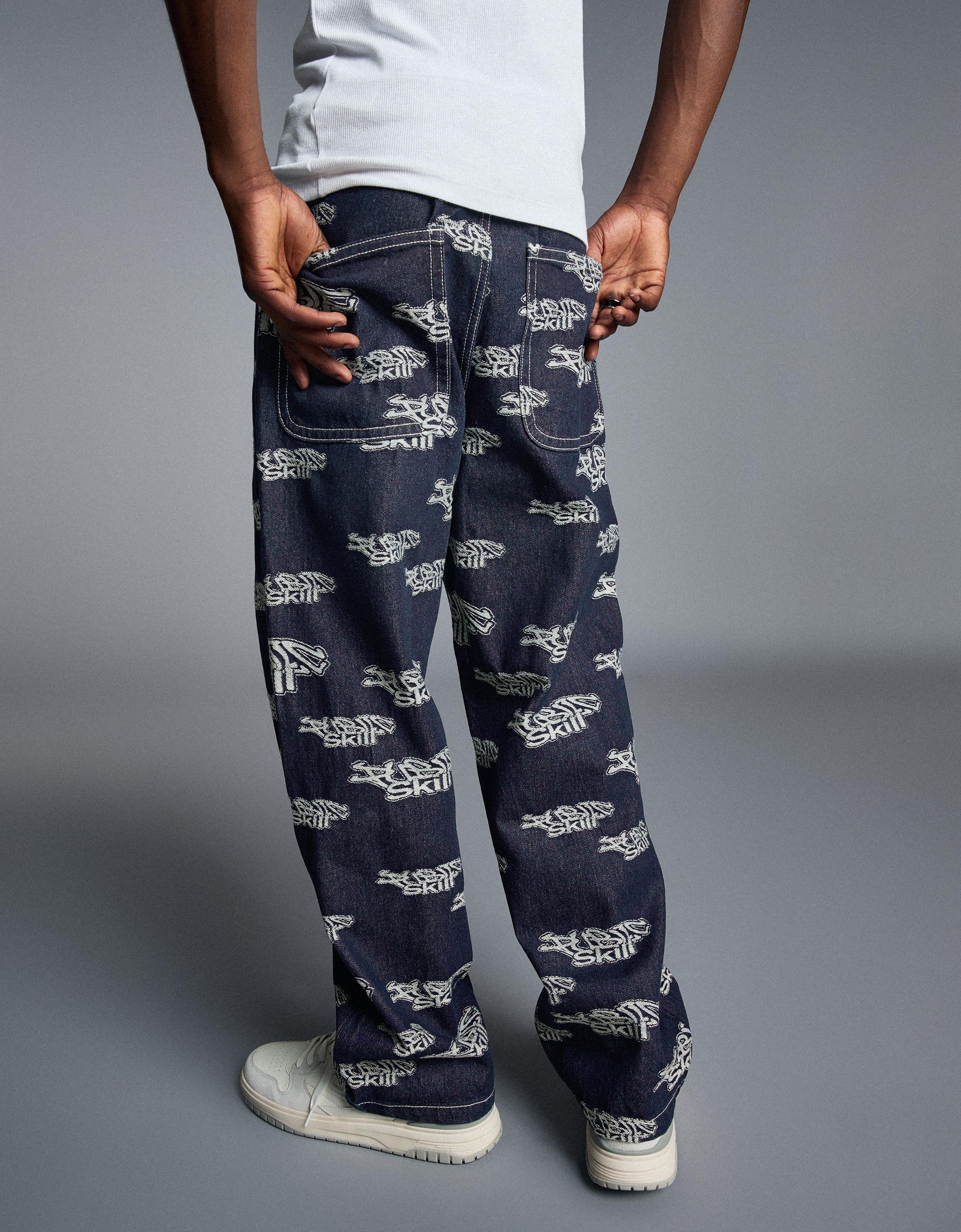 Jacquard trousers — Navy