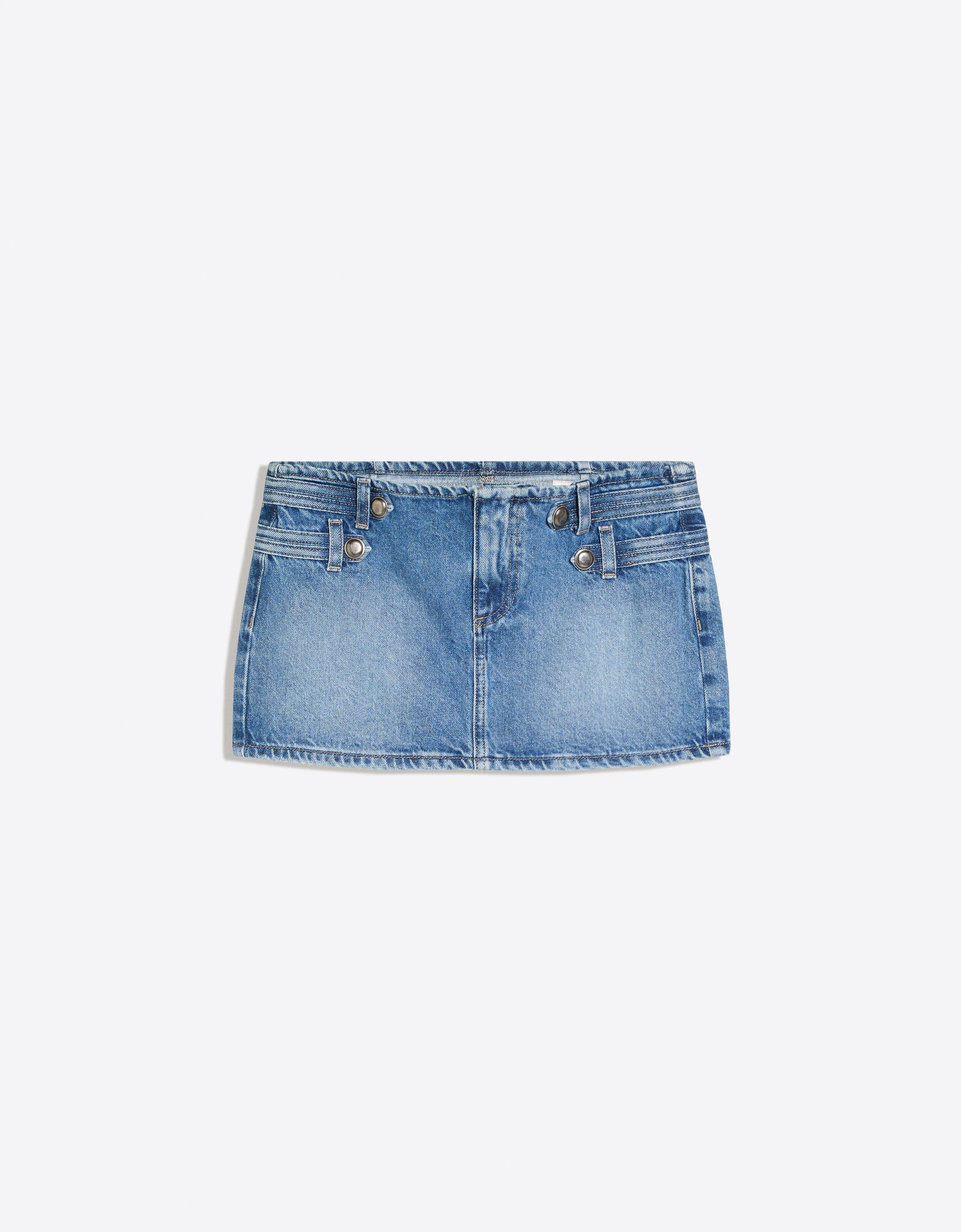 Bershka Falda Denim Mini Mujer Azul Lavado