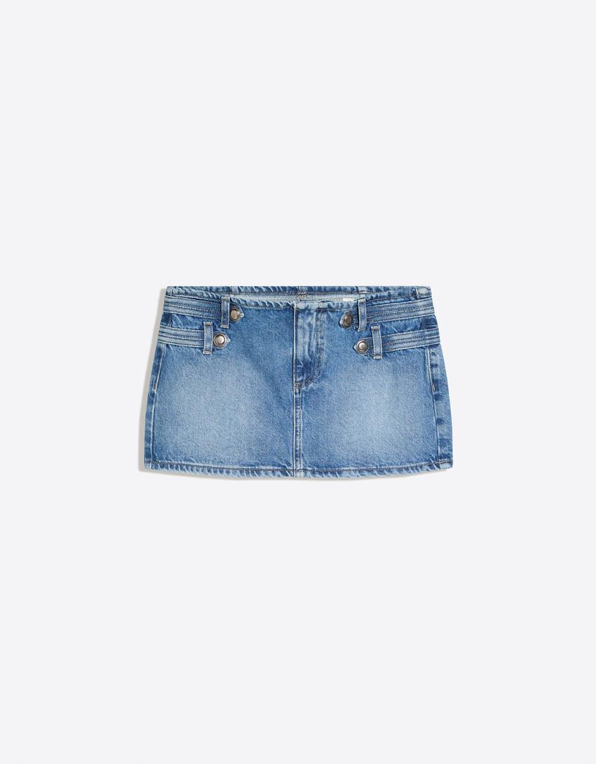 Minijupe en jean-Bleu lavé