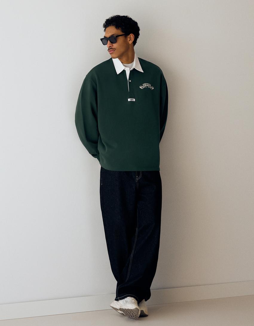 Polo màniga llarga boxy-Verd