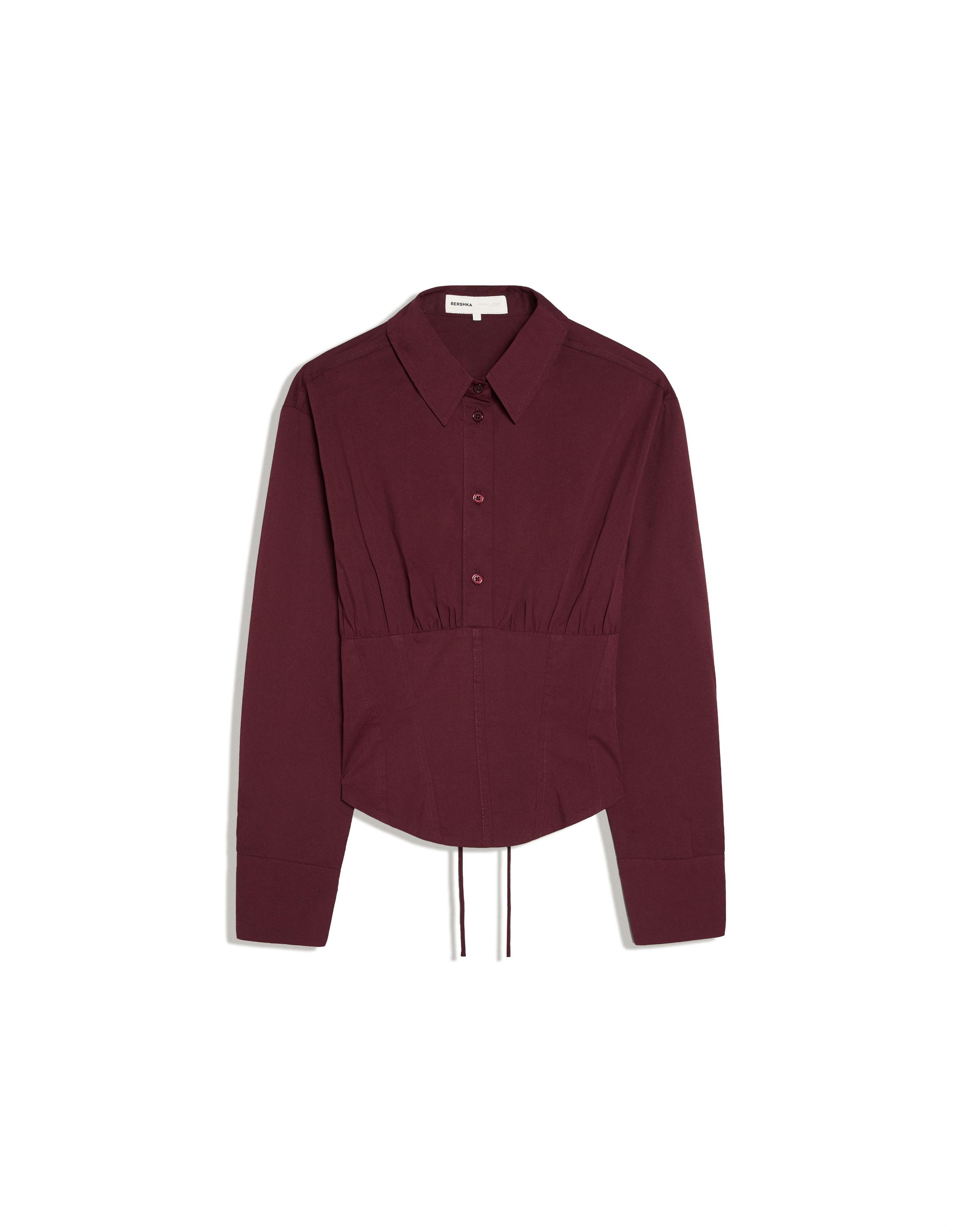 Long sleeve corset-effect shirt — Maroon