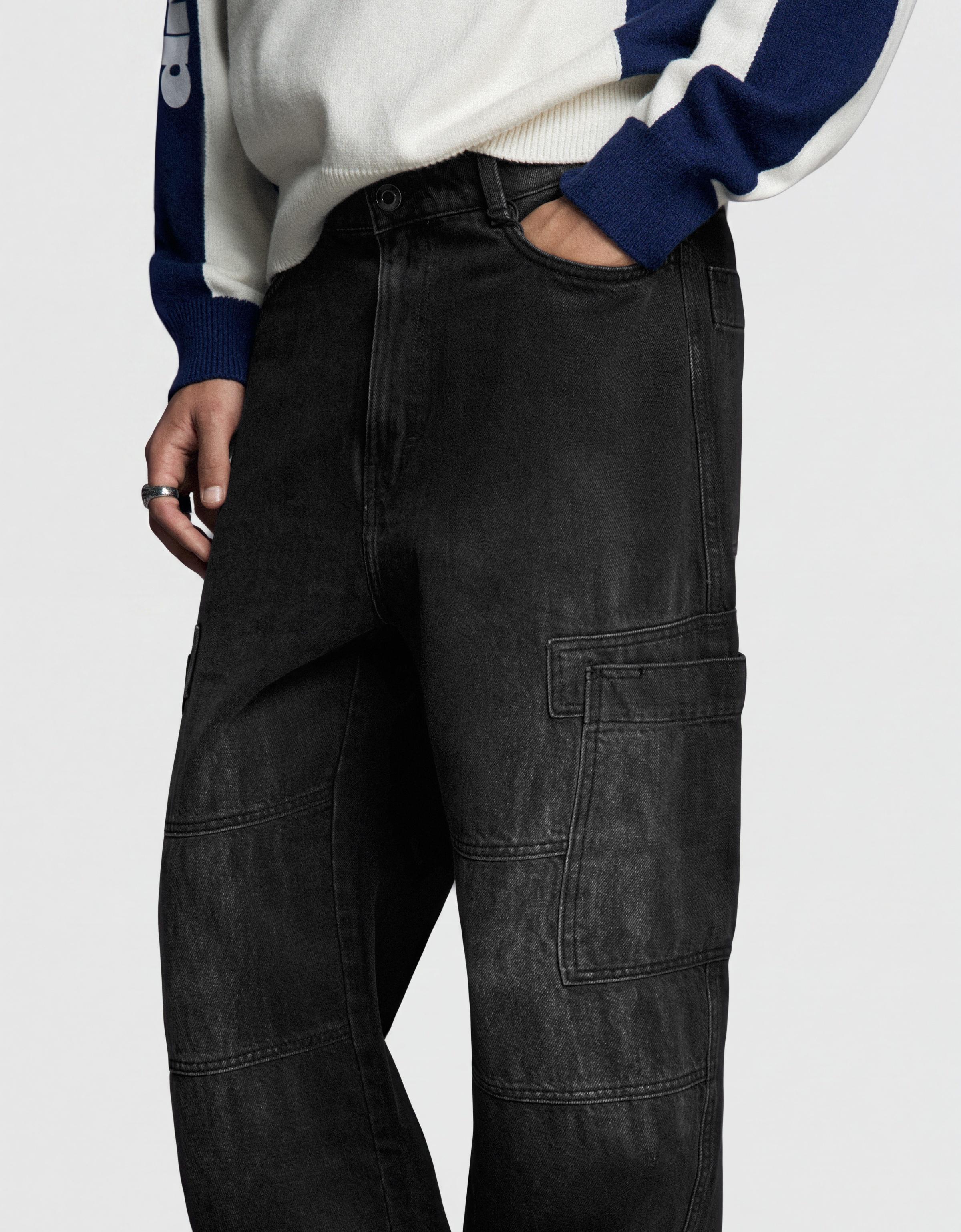 Baggy cargo jeans — Black