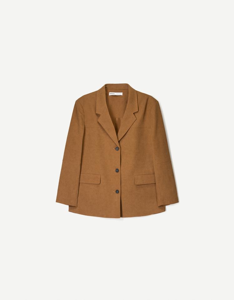 Faux suede blazer