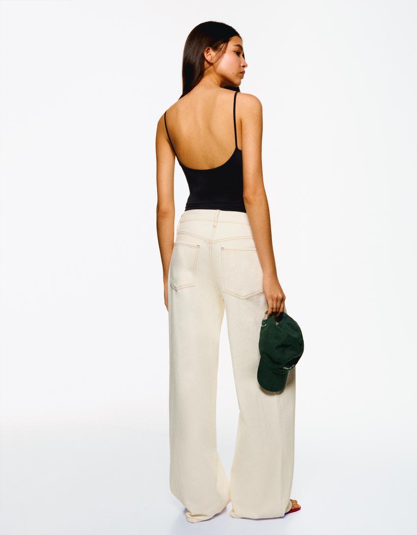 Body con bretelle-Nero
