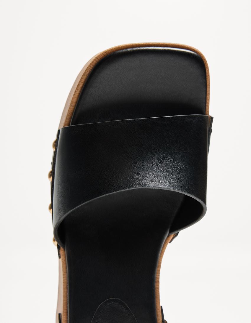 High-heel slingback wedge sandals-Brown