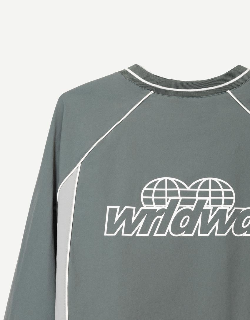 Techniczna koszulka sportowa w stylu retro z długim rękawem-Zielony-2
