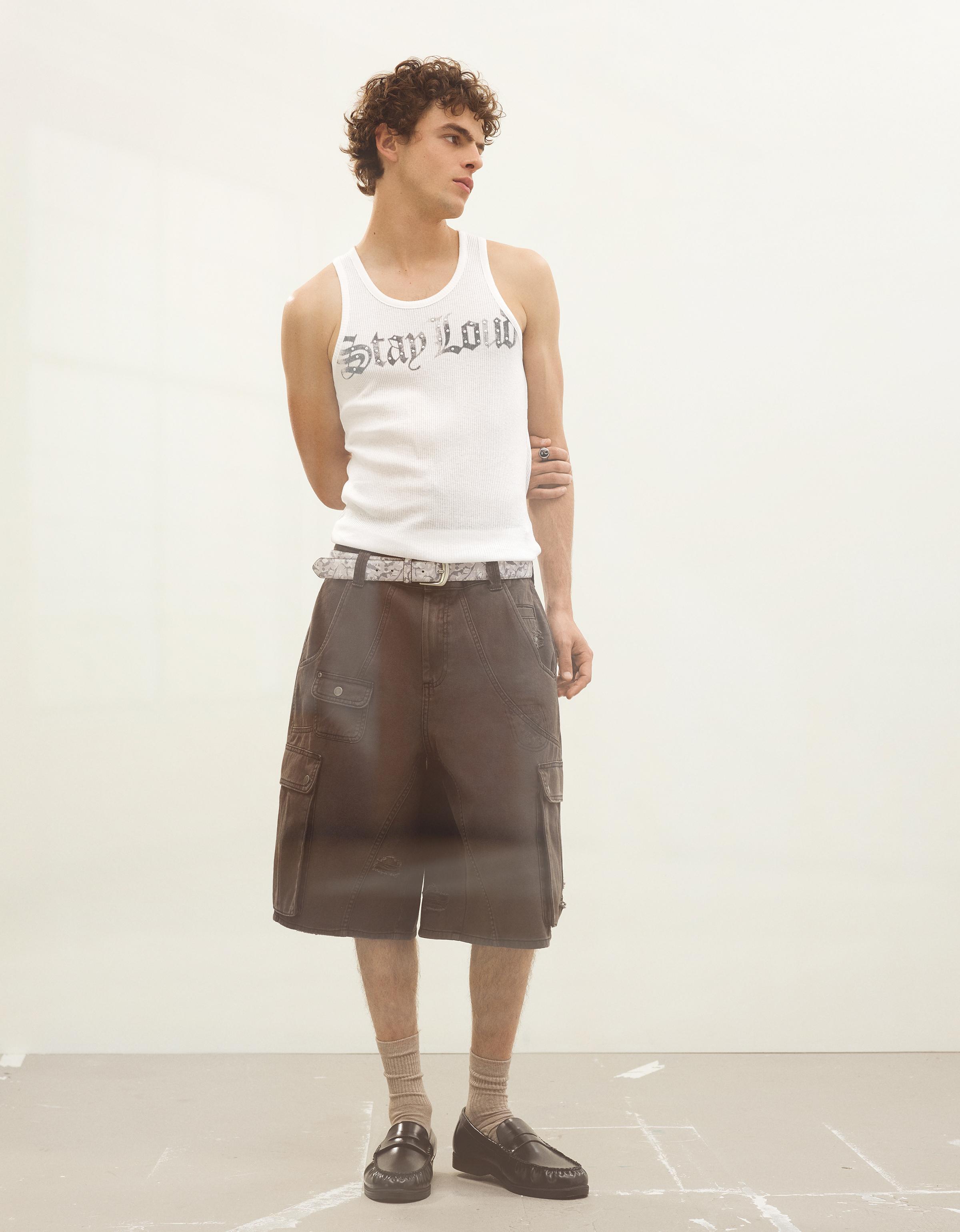 Fitilli baskılı askılı tişört - Görsel 9