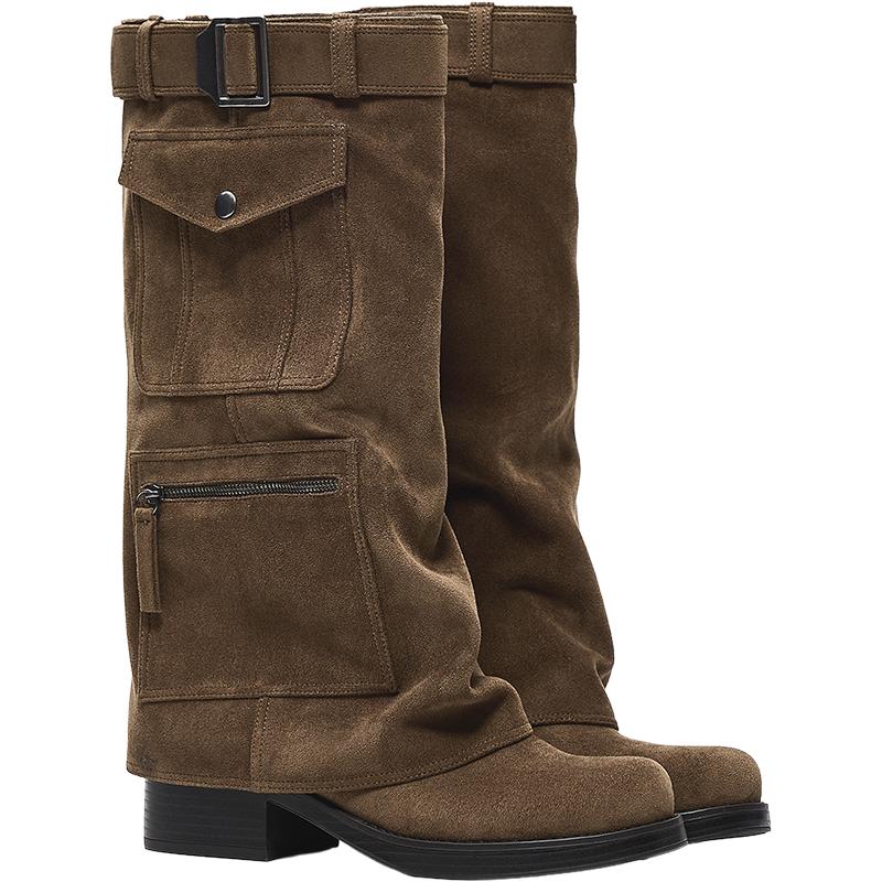 Flat boot with trouser pockets — Brown