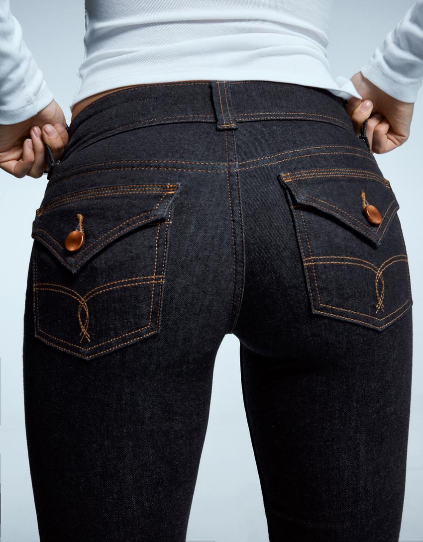 Boot-cut jeans with flaps-Blue