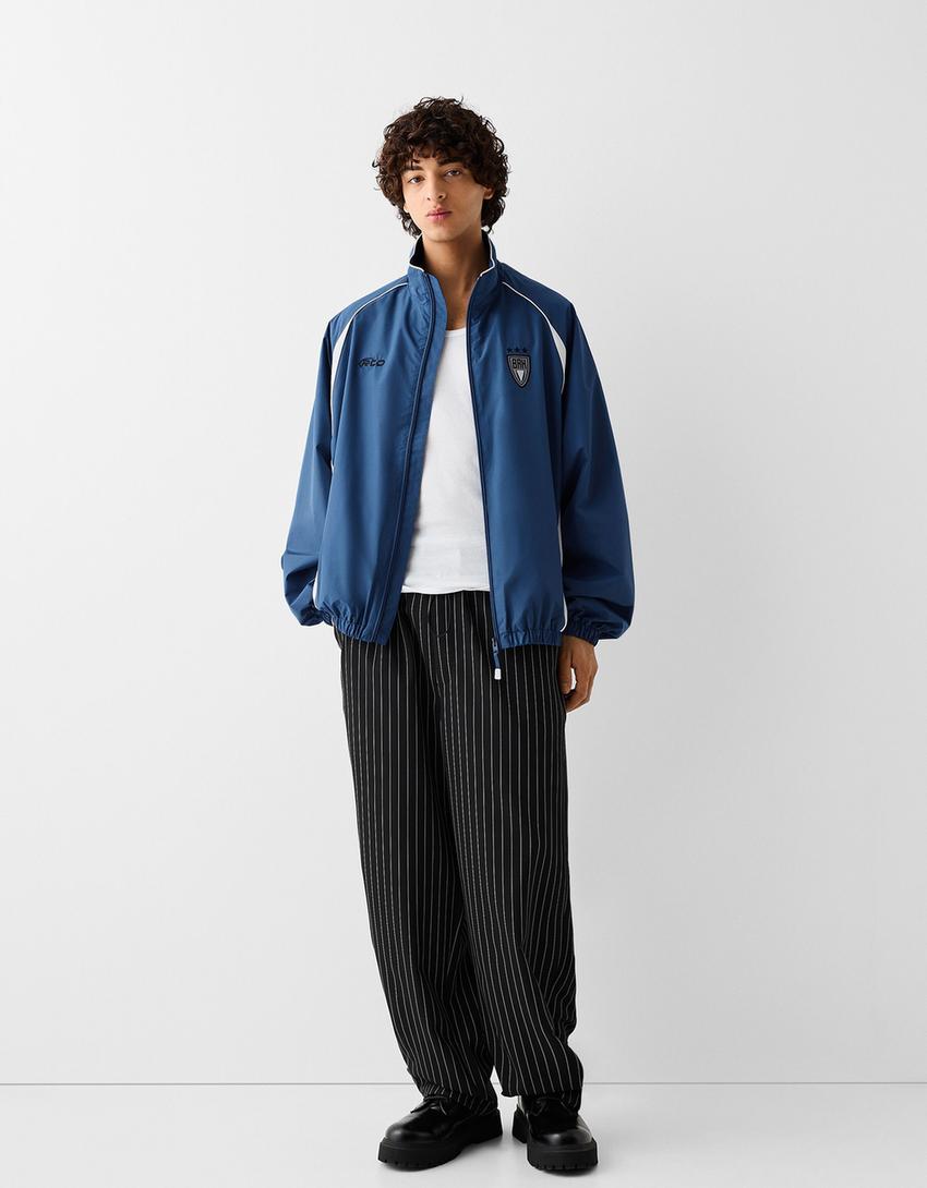 Blouson technique imprimé-Bleu-4