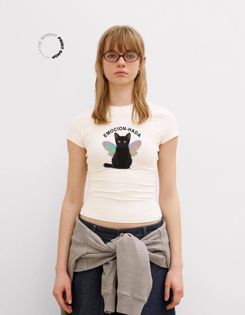 Short sleeve T-shirt with print-Off white-1