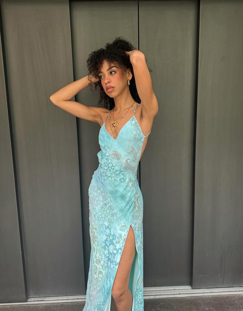 Vestido midi estampado-Verde-3