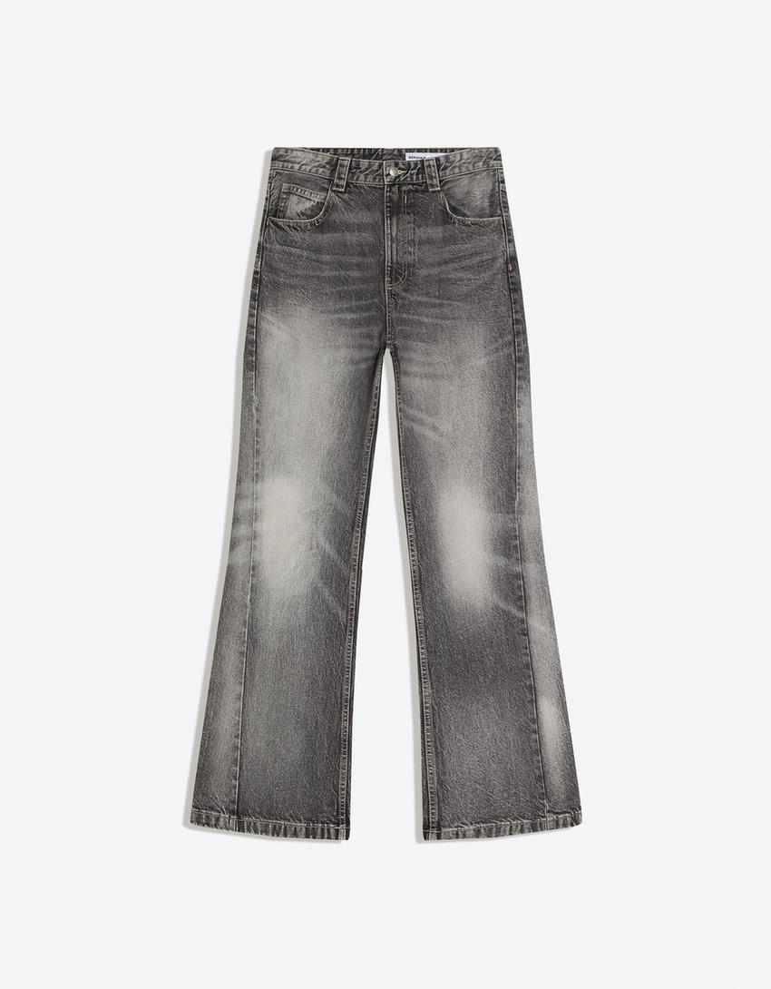 Jeans baggy fit flare fit-Cinzento-escuro