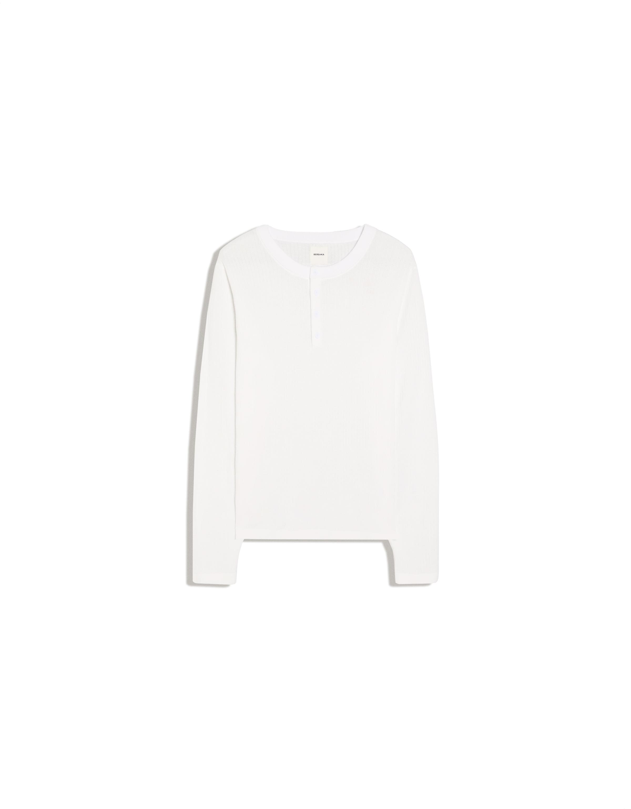 Henley knit jumper — White
