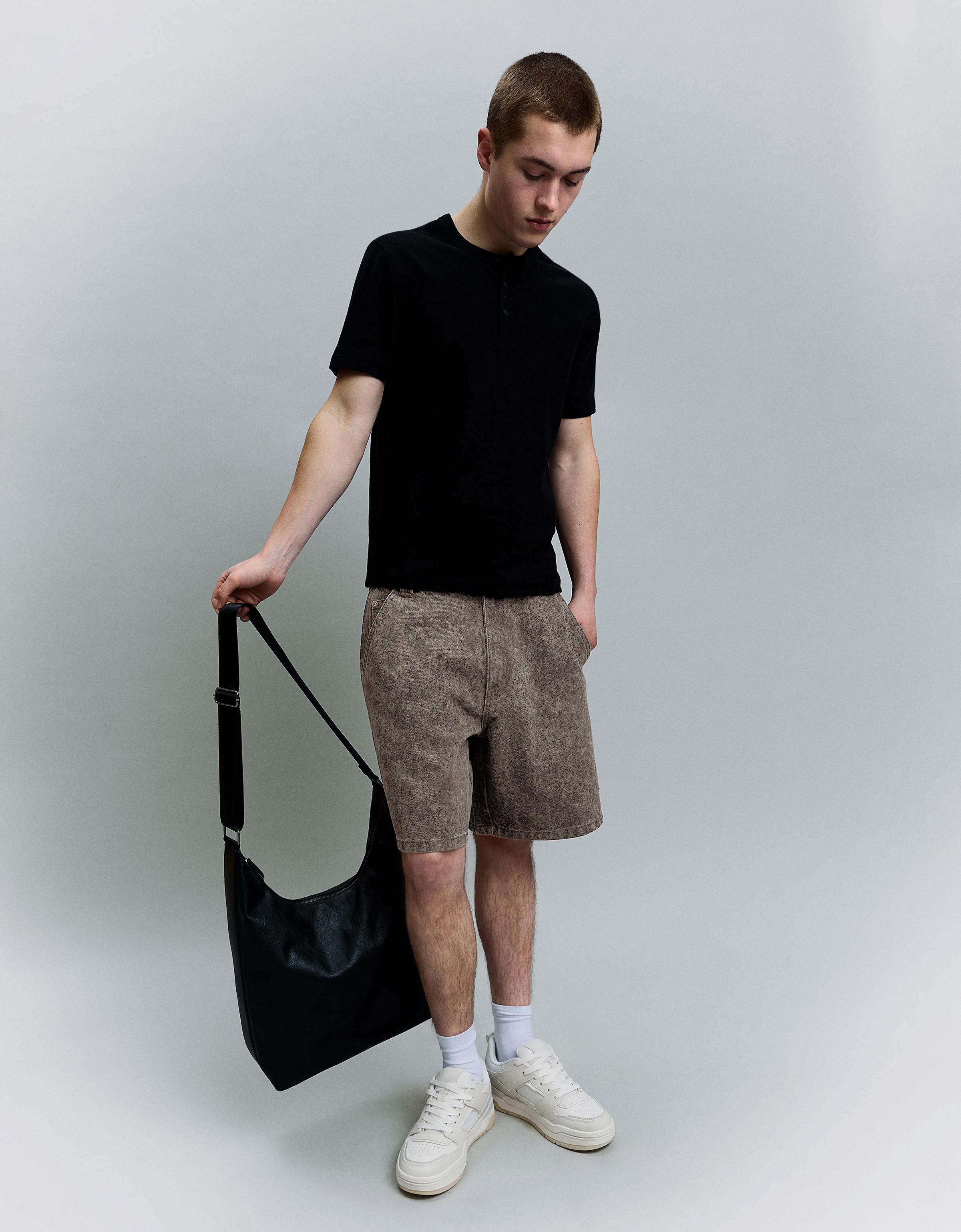 Baggy fit baskılı bermuda - Görsel 26