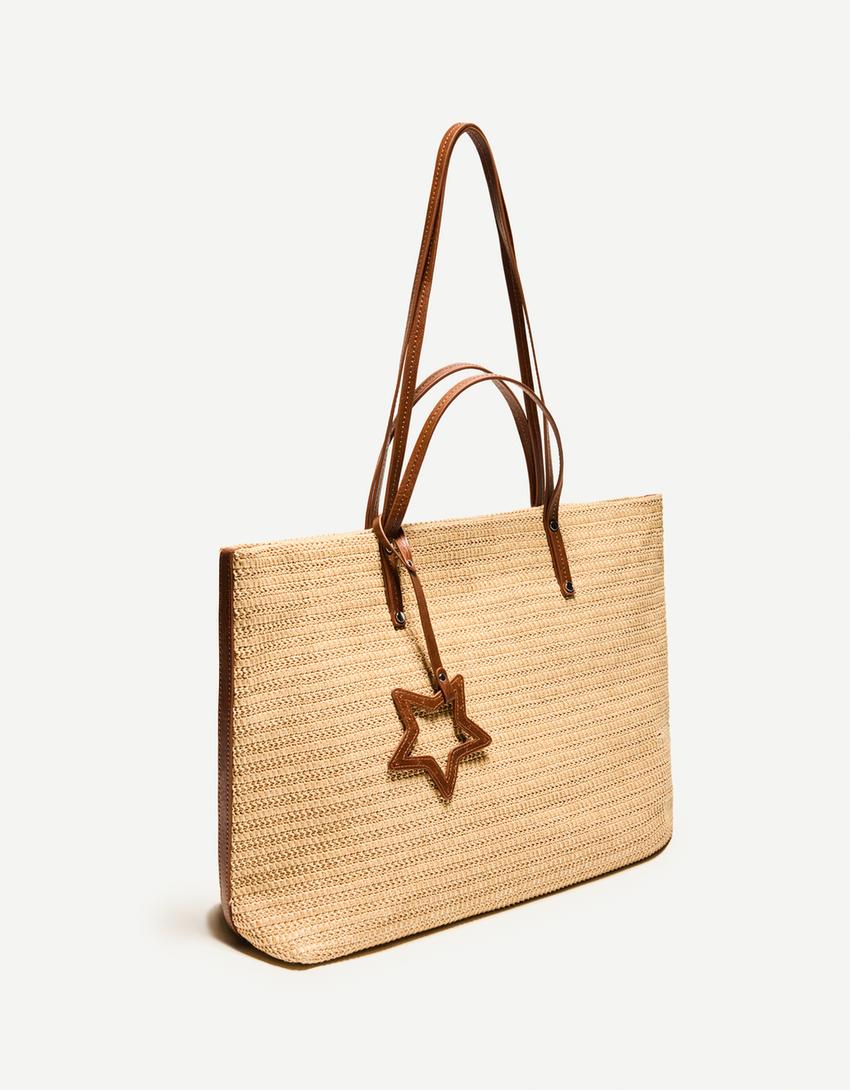 Bolso shopper rafia-Marrón-2