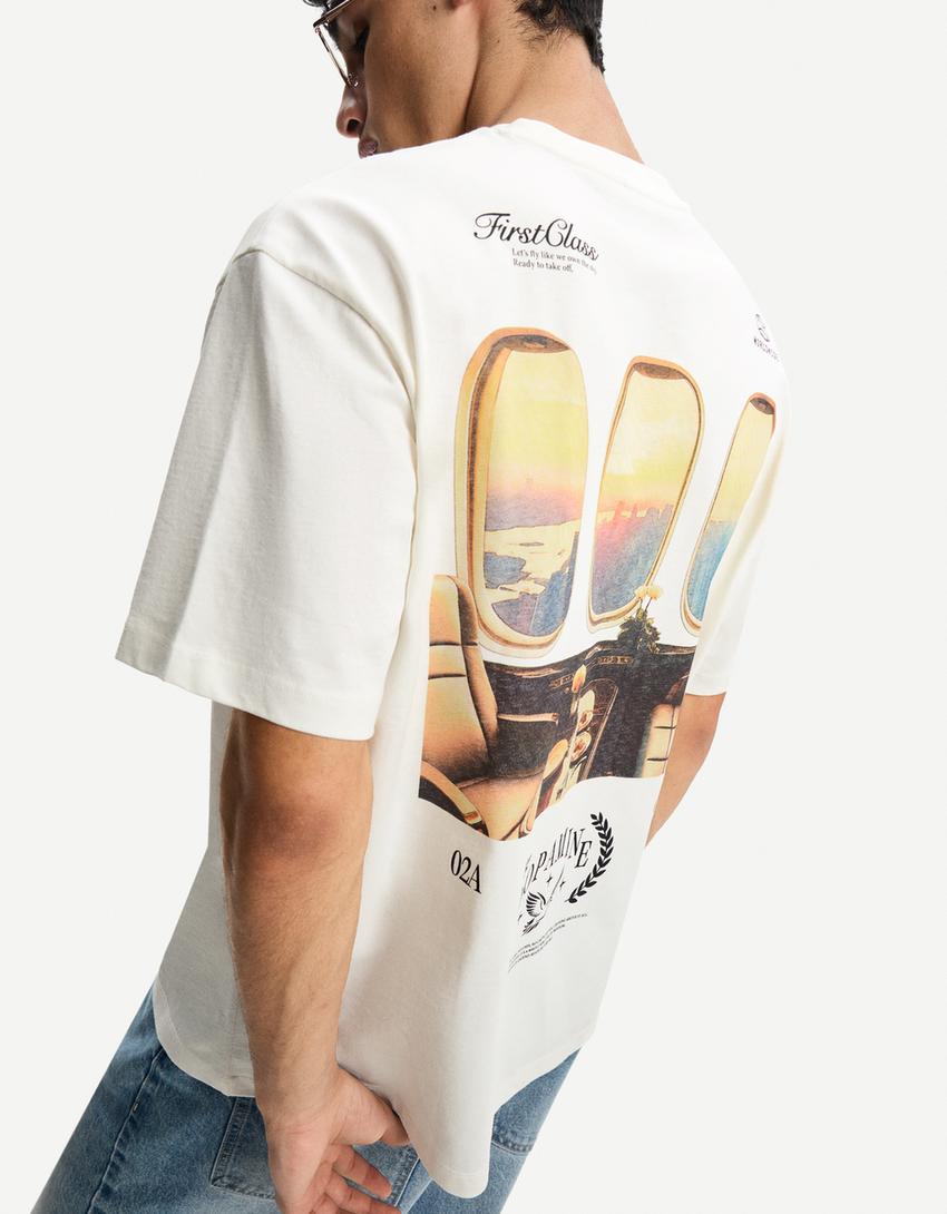 T-shirt de manga curta com estampado-Gelo