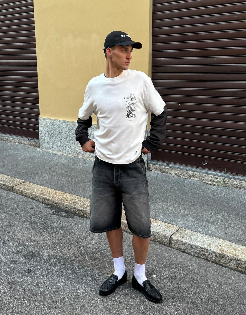 Samarreta màniga curta estampat-Blanc trencat