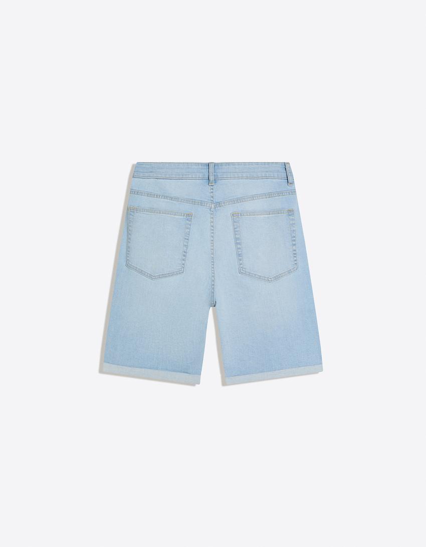 Bermuda denim roll up-Azul claro