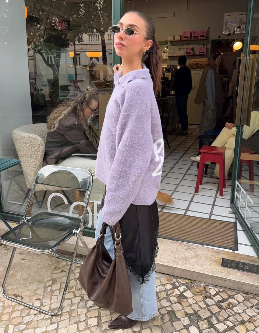 Polo collar jumper-Violet