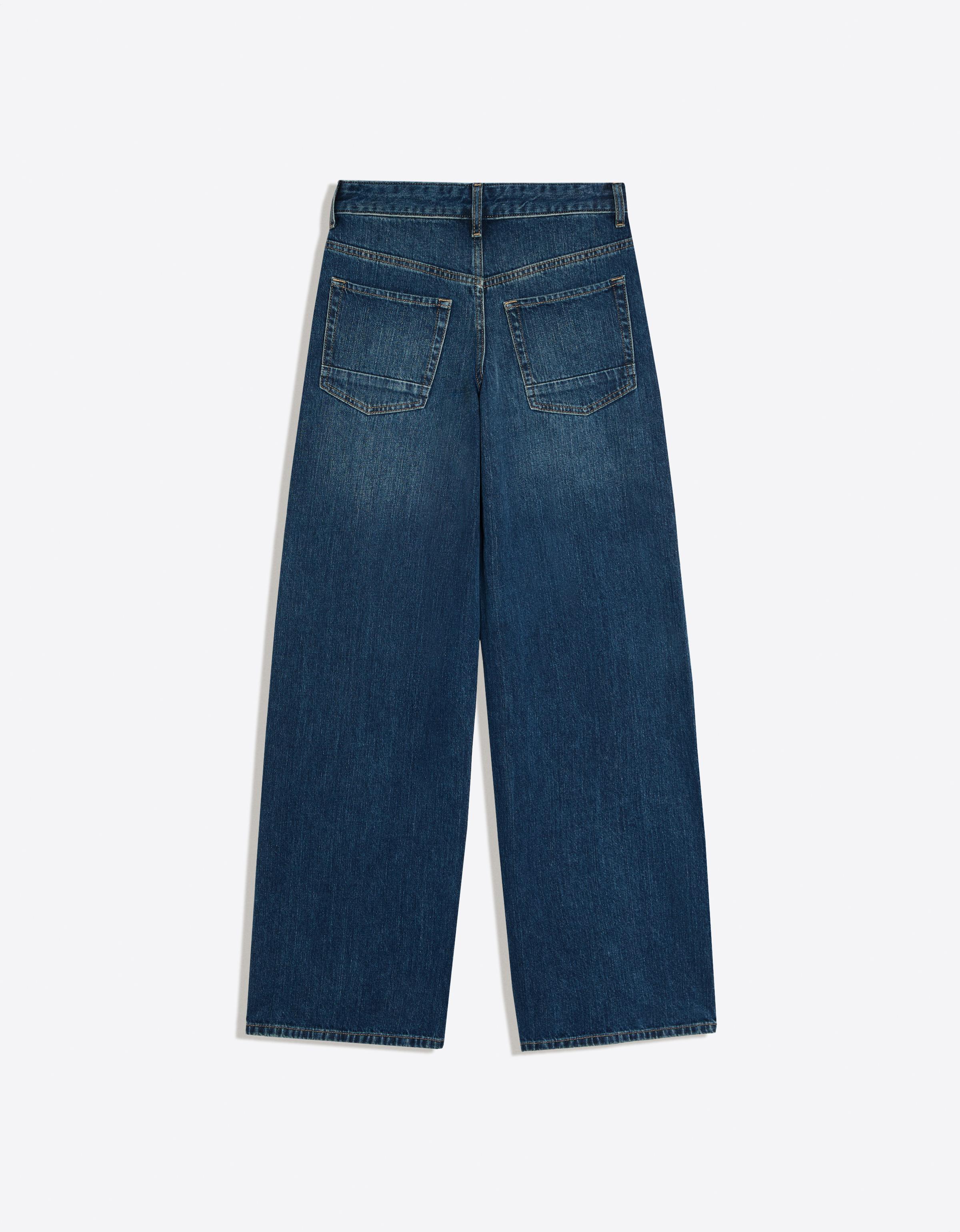 Low-rise straight-leg jeans with crossover waist — Blue