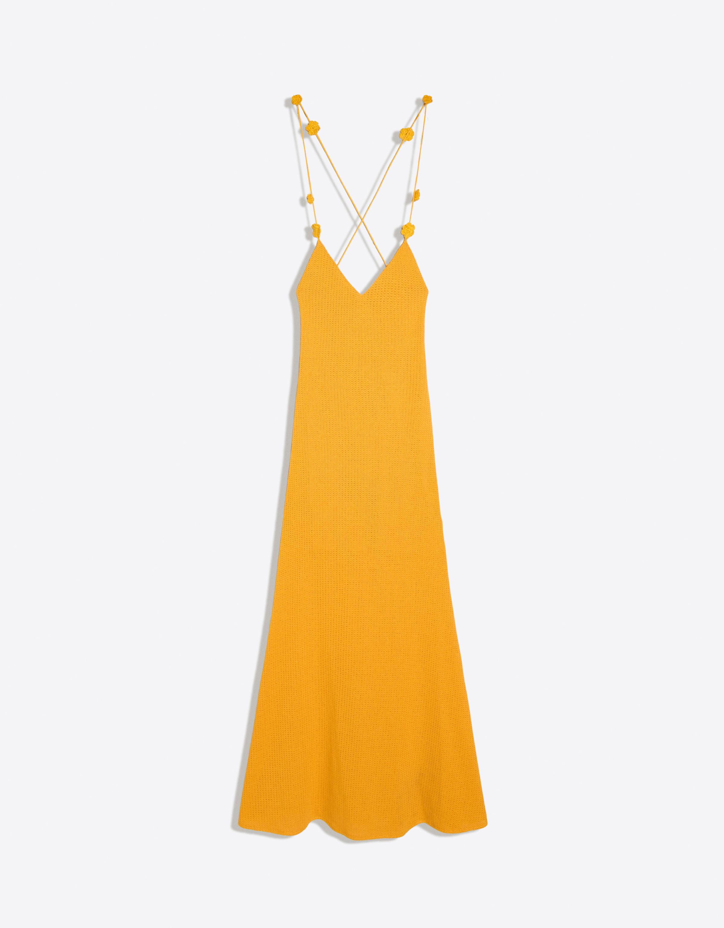 Rustic crochet midi dress — Yellow