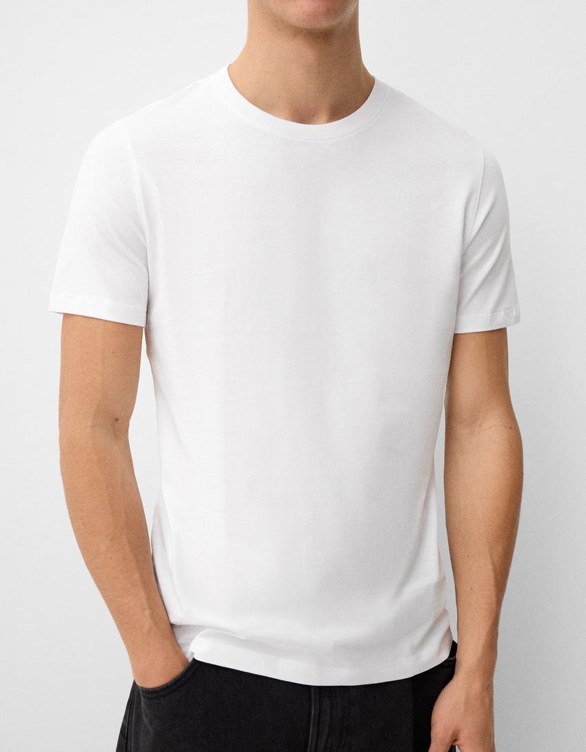 Maglietta basic a manica corta-Bianco