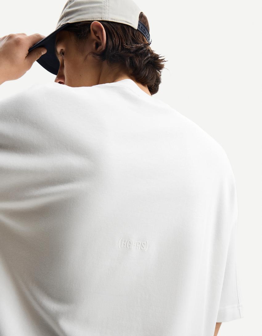 Boxy short sleeve T-shirt-White-3