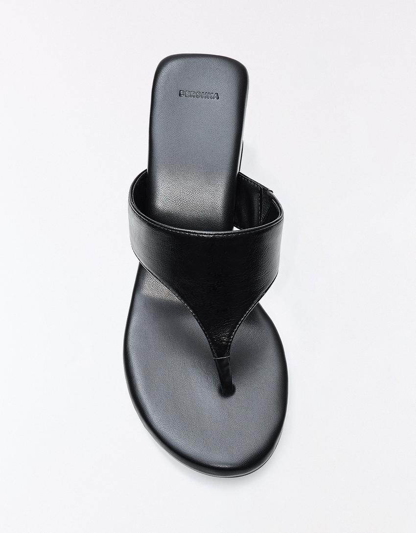 Wedge heel sandal-BLACK