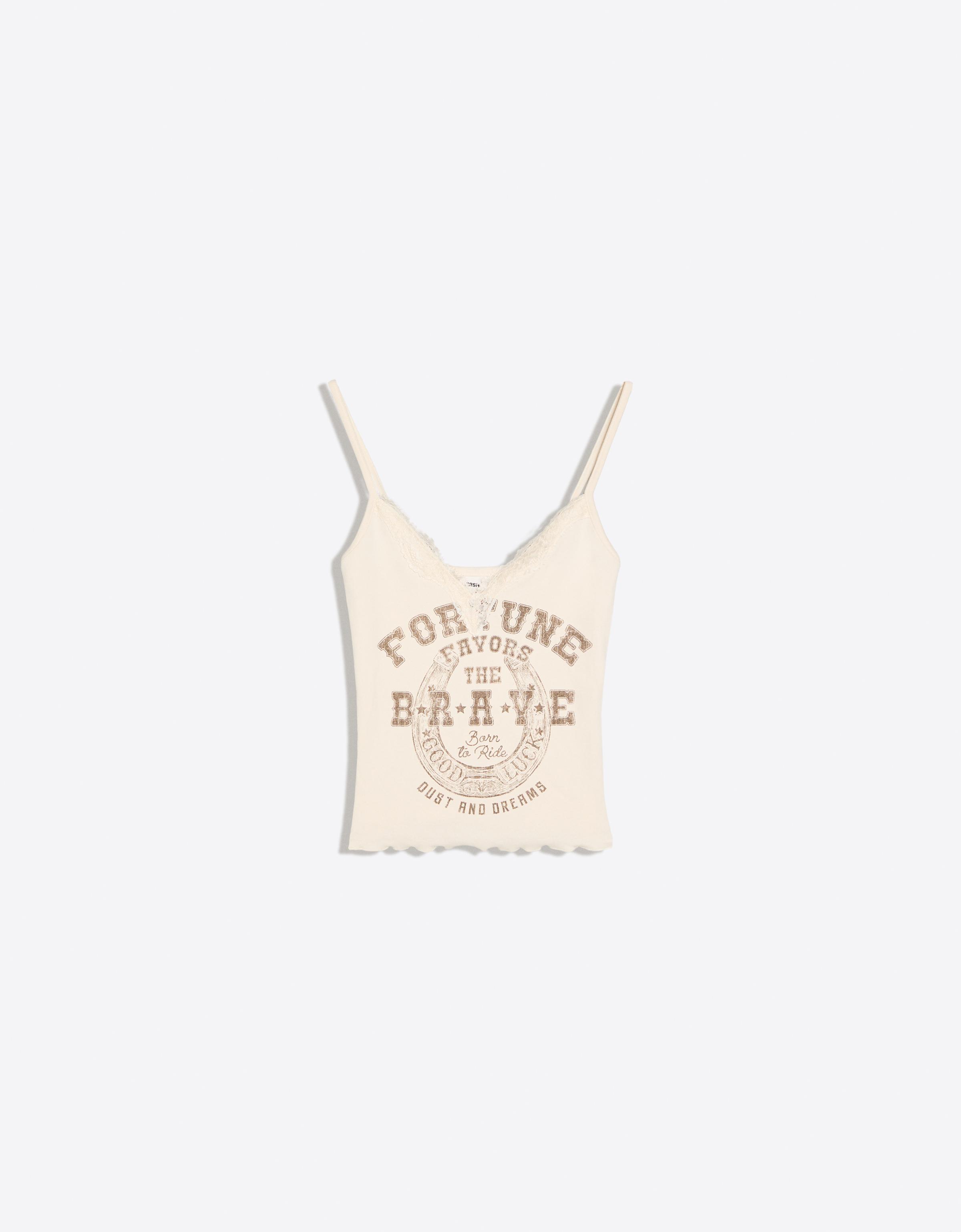 Printed lace camisole — Sand