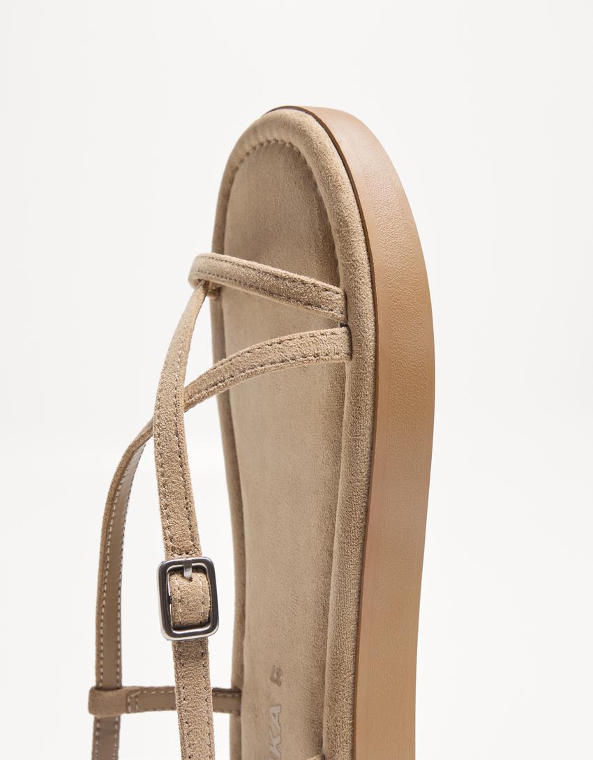 Sandales plates brides-Cuir-3