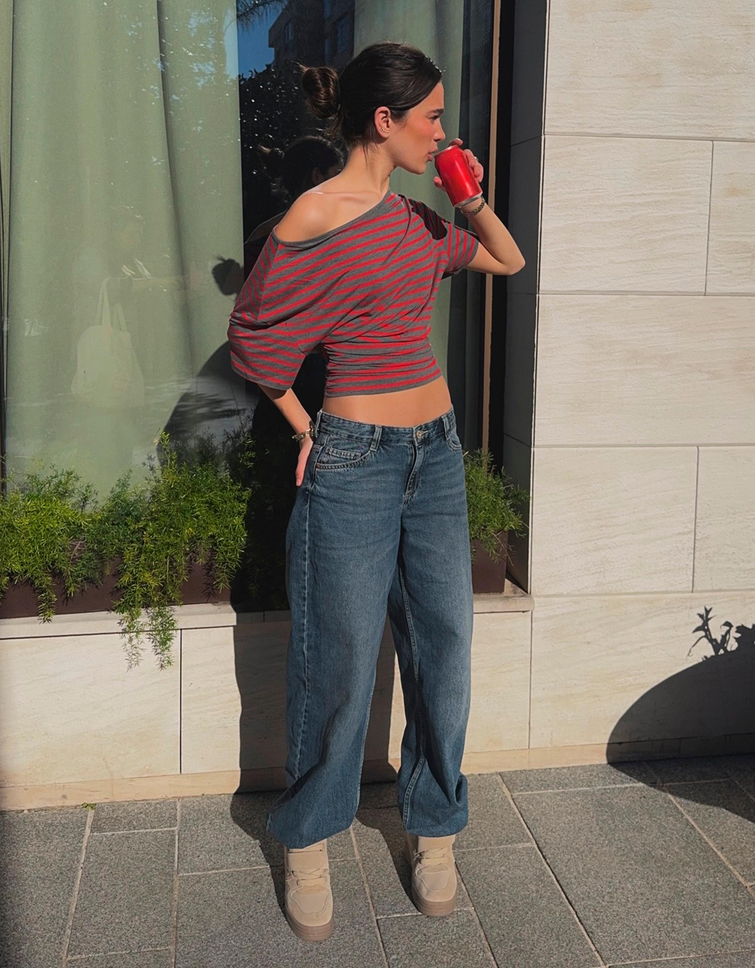 Asimetrik kısa kollu tişört - Görsel 144