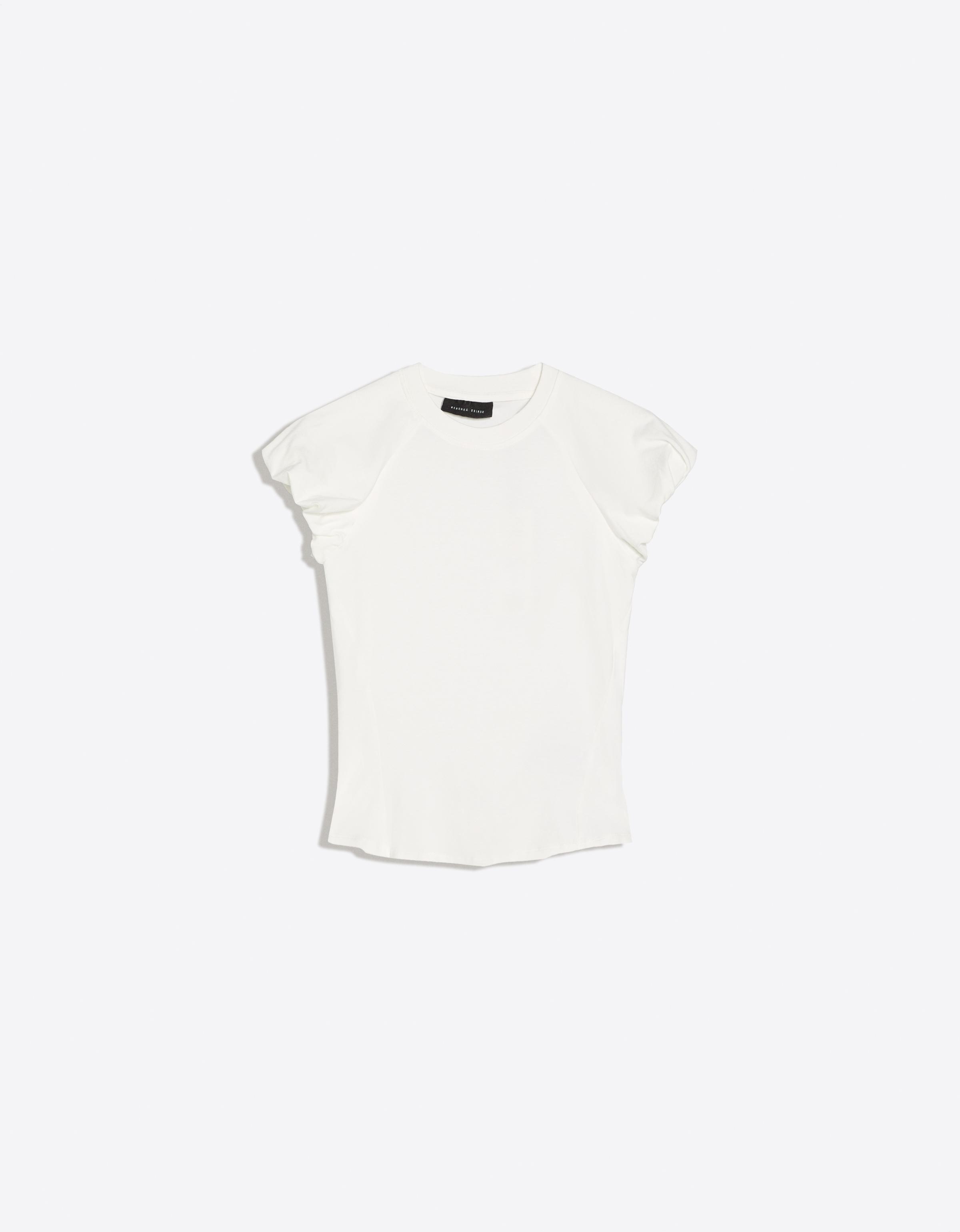 Bershka Camiseta Ranglan Globo Mujer Blanco Roto